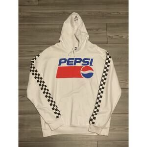 Pepsi Cola Company White Hoodie Sweatshirt Size Large